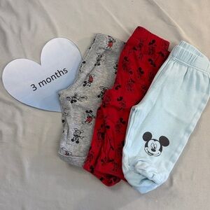 Disney  - Mickey Mouse - set of 3 pairs of infant pants. Size 3 months